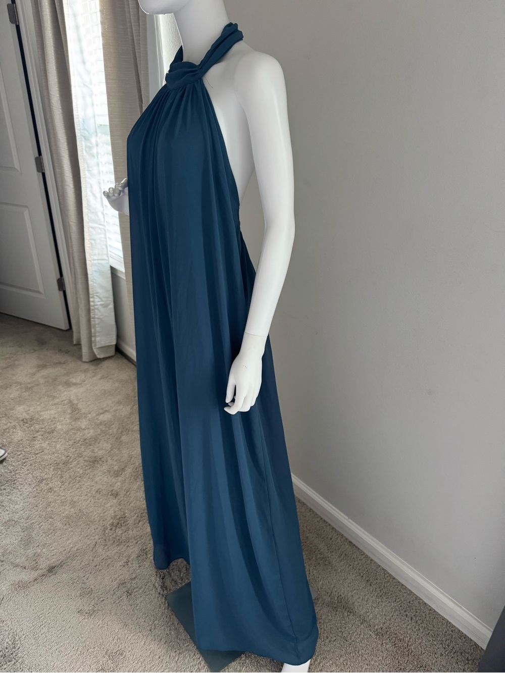 Knot-Halter Maxi Dress in Teal